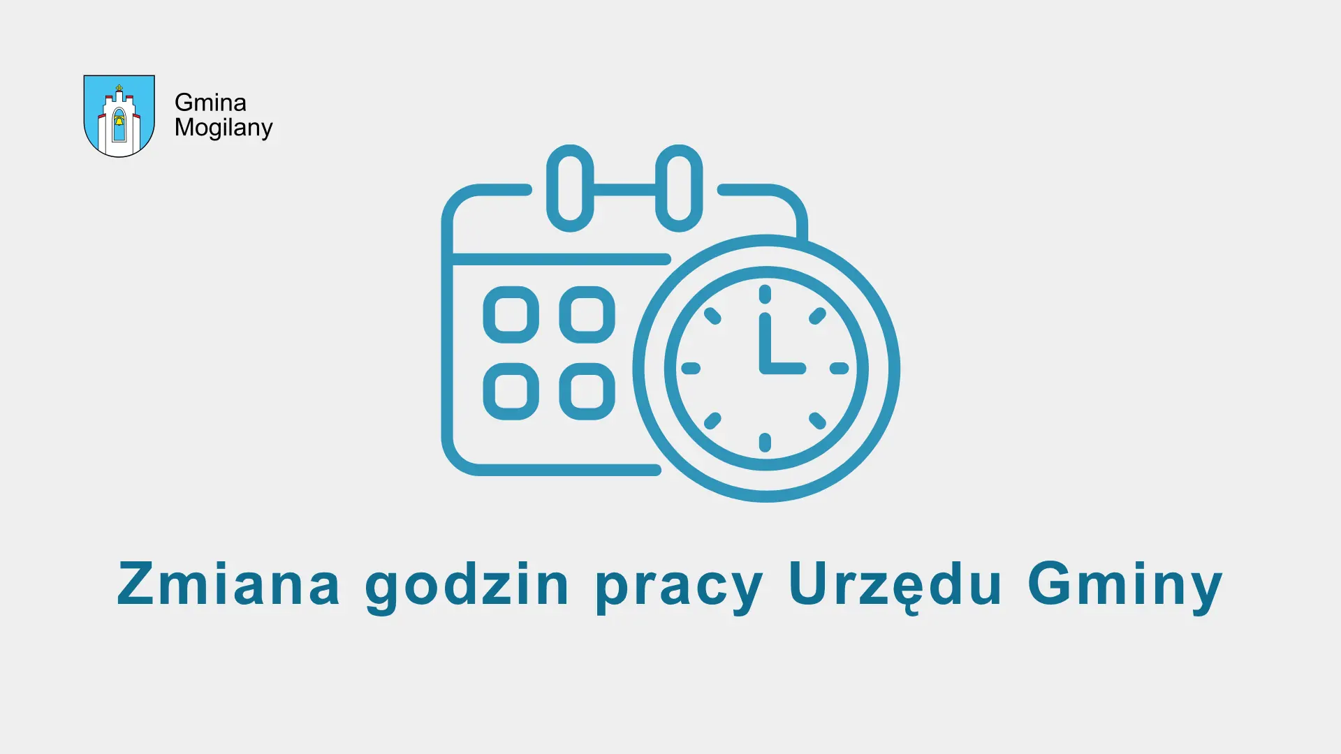 Grafika z napisem: Zmiana godzin pracy Urzędu Gminy